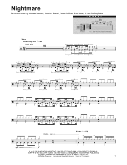 page one of Nightmare (Drums Transcription)
