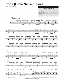 page one of Pride (In The Name Of Love) (Drums Transcription)