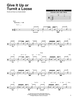 page one of Give It Up Or Turnit A Loose (Drums Transcription)