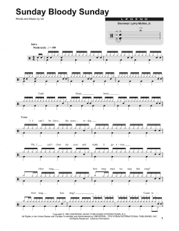 page one of Sunday Bloody Sunday (Drums Transcription)