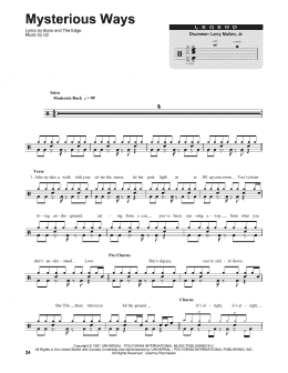 page one of Mysterious Ways (Drums Transcription)