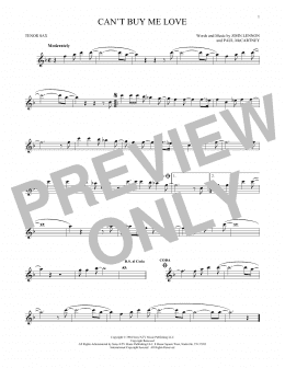 page one of Can't Buy Me Love (Tenor Sax Solo)