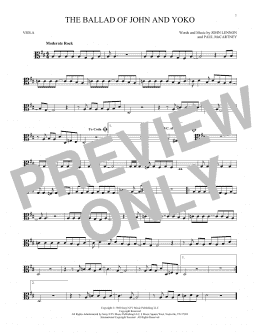 page one of The Ballad Of John And Yoko (Viola Solo)
