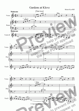 page one of Gardens at Kleve [Part Two - Piano, Voice, and Violin]