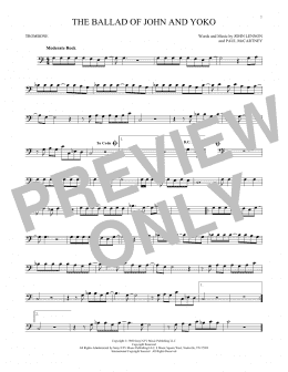 page one of The Ballad Of John And Yoko (Trombone Solo)