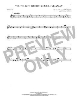 page one of You've Got To Hide Your Love Away (Tenor Sax Solo)
