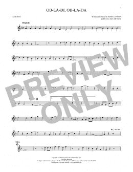 page one of Ob-La-Di, Ob-La-Da (Clarinet Solo)