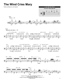 page one of The Wind Cries Mary (Drums Transcription)