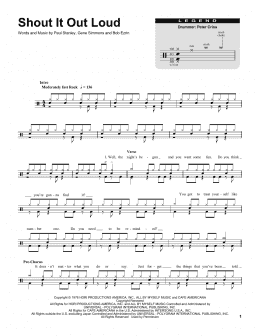page one of Shout It Out Loud (Drums Transcription)
