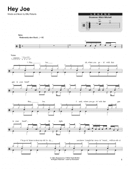 page one of Hey Joe (Drums Transcription)