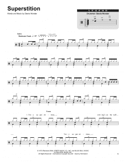 page one of Superstition (Drums Transcription)