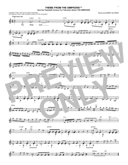 page one of Theme From The Simpsons (Lead Sheet / Fake Book)
