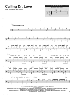 page one of Calling Dr. Love (Drums Transcription)
