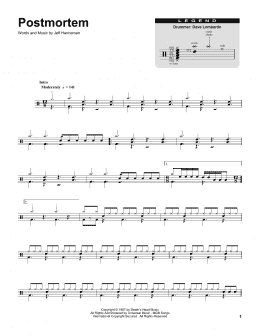 page one of Postmortem (Drums Transcription)