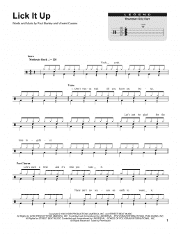 page one of Lick It Up (Drums Transcription)