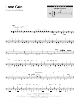 page one of Love Gun (Drums Transcription)