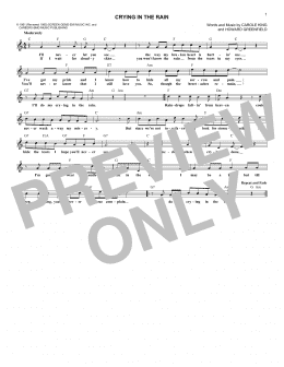page one of Crying In The Rain (Lead Sheet / Fake Book)