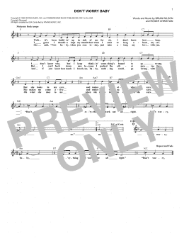 page one of Don't Worry Baby (Lead Sheet / Fake Book)