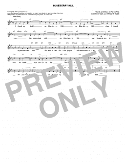 page one of Blueberry Hill (Lead Sheet / Fake Book)