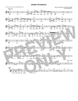 page one of Dennis The Menace (Lead Sheet / Fake Book)