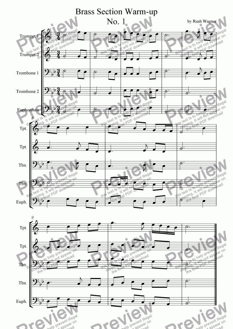 page one of Brass Band Warm Up No. 1