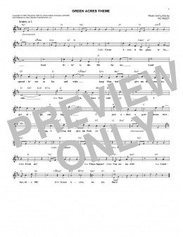 page one of Green Acres Theme (Lead Sheet / Fake Book)