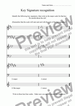 page one of Key Signature recognition