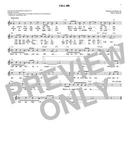 page one of Call Me (Lead Sheet / Fake Book)