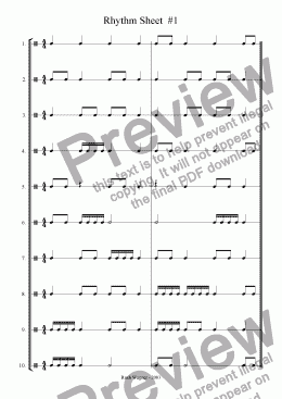 page one of Rhythm Sheet #1