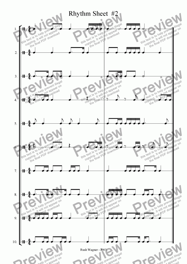 page one of Rhythm Sheet #2