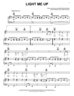 page one of Light Me Up (Piano, Vocal & Guitar Chords (Right-Hand Melody))
