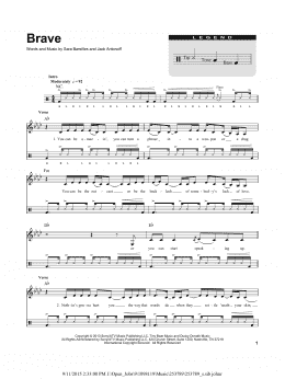 page one of Brave (for Acoustic Guitar, Voice and Cajón) (Drums Transcription)