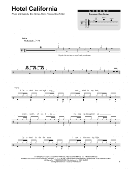 page one of Hotel California (Drums Transcription)