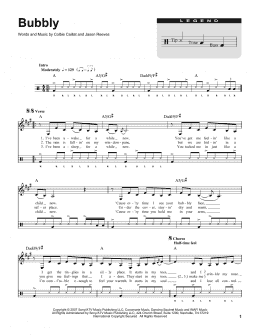 page one of Bubbly (for Acoustic Guitar, Voice and Cajón) (Drums Transcription)
