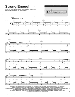 page one of Strong Enough (for Acoustic Guitar, Voice and Cajón) (Drums Transcription)