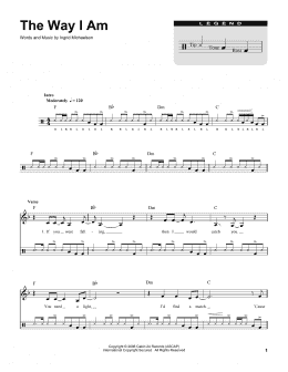 page one of The Way I Am (for Acoustic Guitar, Voice and Cajón) (Drums Transcription)