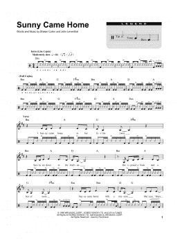 page one of Sunny Came Home (for Acoustic Guitar, Voice and Cajón) (Drums Transcription)