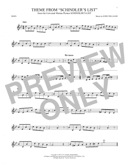 page one of Theme From Schindler's List (French Horn Solo)