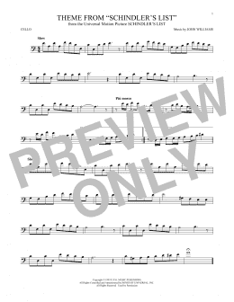 page one of Theme From Schindler's List (Cello Solo)
