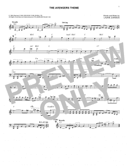 page one of The Avengers Theme (Lead Sheet / Fake Book)