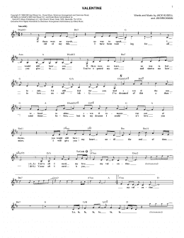 page one of Valentine (Lead Sheet / Fake Book)