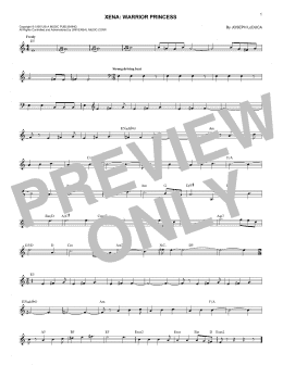 page one of Xena: Warrior Princess (Lead Sheet / Fake Book)