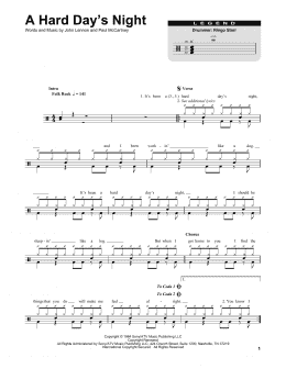 page one of A Hard Day's Night (Drums Transcription)