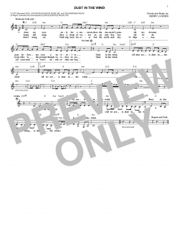 page one of Dust In The Wind (Lead Sheet / Fake Book)