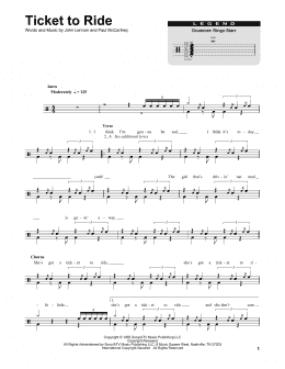 page one of Ticket To Ride (Drums Transcription)