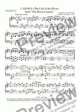 page one of THE RIVER COUNTRY : 2. Dance (The Call of the River)....for piano