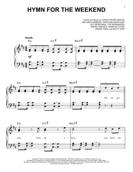 page one of Hymn For The Weekend (Easy Piano)