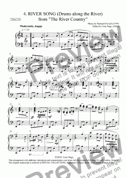page one of THE RIVER COUNTRY: 4. River Song (Drums Along the River)...for piano
