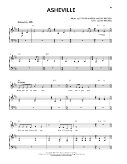 page one of Asheville (Piano & Vocal)