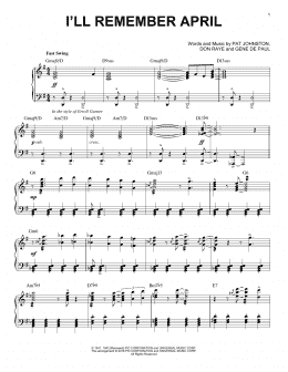 page one of I'll Remember April (arr. Brent Edstrom) (Piano Solo)